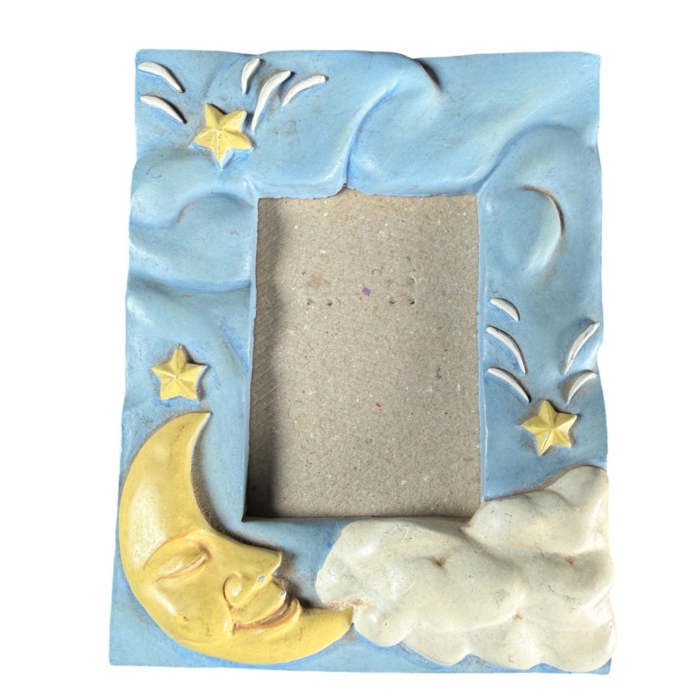 Celestial Moon and Stars Picture Frame Blue Whimsigoth Decor Moon & Stars VTG